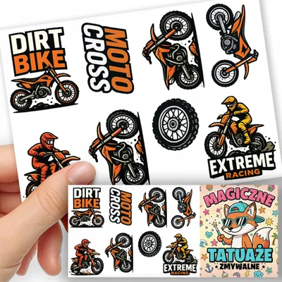 Obrázek produktu pro SMYVATELNA DETSKA TETOVANI DOCASNA - Motorky MOTOCROSS - 8 ks
