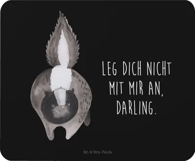 Produktbild von Mr. & Mrs. Panda Mauspad Stinktier Angriff - Schwarz - Geschenk, Mouse Pad, Wildtier, Raubtier, wütend, laptop mousepad, Skunk, mausteppich, pc, Drohung