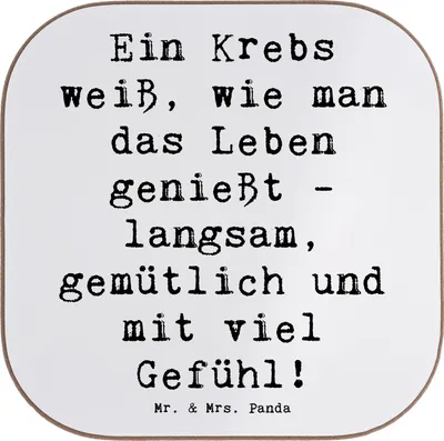 Produktbild von Mr. & Mrs. Panda Tassenuntersetzer Spruch Krebs Genießer - Weiß - Geschenk, Geschenke Astrologie, Untersetzer für Gläser, Tischuntersetzer, Horoskop, Ein, Coaster, Glas
