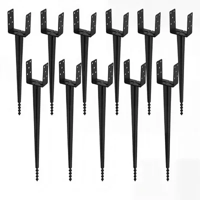 Immagine prodotto di Peviasot 12 supporti per pali a U da infilare nel terreno, 700 mm, regolabili da 100 a 165 mm, con manicotto di infissione e ancoraggio per pali, in acciaio verniciato a polvere da 2 mm, per recinzioni da giardino, pergolati e tettoie