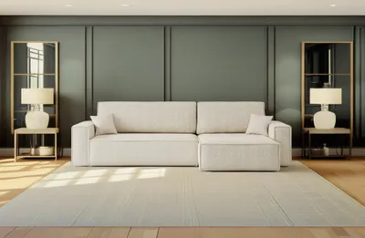 Produktbild von Kaiser Möbel Ecksofa mit schlaffunktion und bettkasten, Eckcouch BEST XL stoff Quelle Ecru Rechts