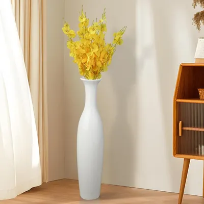 Produktbild von Vasen, Dekovase, Keramik Vase, Bodenvase, 50 cm, Blumenvase, Tischvase, Weiß, Wohnzimmer Deko, für Trockenblume und Pampasgras, Wohnkultur
