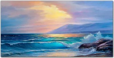 Produktbild von Coloray Bild aus Leinwand 120x60 Leinwand Dekoration - Küste Wellen Himmel