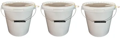 Produktbild von SILPLAST Eimer mit Deckel 15L x 3 Kunststoffeimer 15 Liter lebensmittelecht stapelbar Plastikeimer leer Weiß