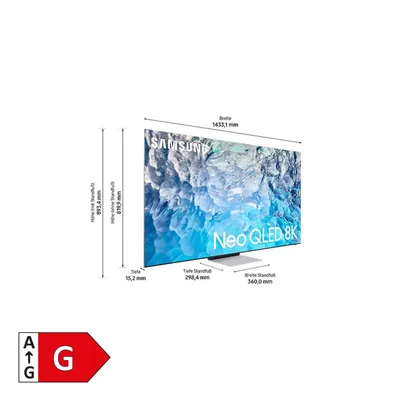 Zdjęcie produktu dla Samsung 65" Neo QLED 8K QN900B (2022), 165,1 cm (65"), 7680 x 4320 px, QLED, Smart TV, Wi-Fi, Stal nierdzewna