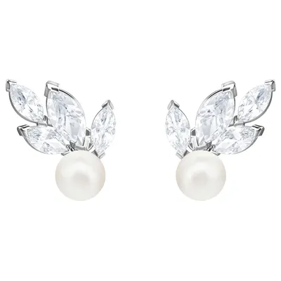 Image de Boucles d'oreilles Swarovski 5422683 Louison Pearl, blanches, plaqué rhodium