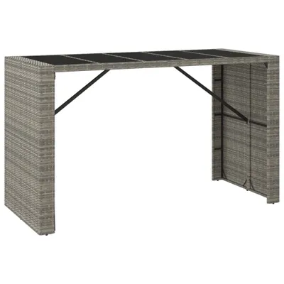 Produktbild von Bartisch mit Glasplatte Grau 185x80x110 cm Poly Rattan