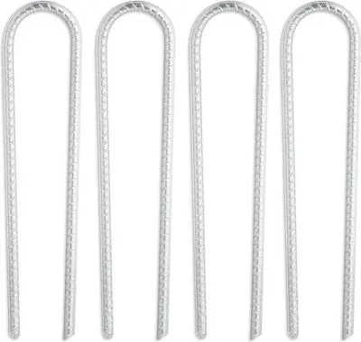 Produktbild von Famanu Grundanker Set 4 Stück U-förmig verzinkt - stabil - XXL - 30 x 7 x 1 cm - silber