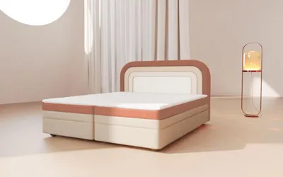 Produktbild von Boxbett 10 - 160 x 200 cm mit Bettkasten und Komfort-Topper, gepolstertes Kopfteil mit Ziernähten, Aragon Stoff, Beige