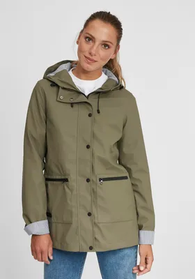 Produktbild von OXMO OXBecky Damen Regenmantel Regenjacke Übergangsjacke mit Kapuze