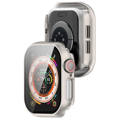Produktbild von Etui ze szkłem do zegarka Bizon Case+Glass Watch do Apple Watch 10 42mm, szampańskie