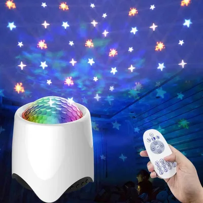 Produktbild von LED Sternenhimmel Projektor mit Lautsprecher, Sternenprojektor Fernbedienung Timer Musik Sync.,Nachtlicht 56 Farbeffekte Schlafzimmer Party Geschenk