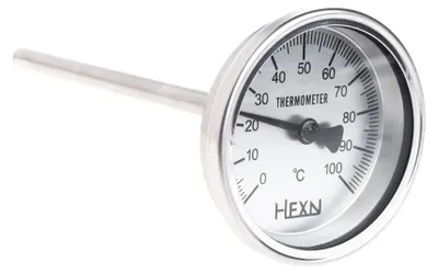Image de Thermomètre bimétallique en acier inoxydable, filetage 1/4PT, longueur L = 100 mm, plage de température : 0 ~ 50 ~ 300 °C