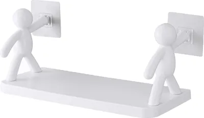 Productafbeelding van Zelfklevend wandplankje, zonder boren, geschikt voor badkamer en keuken, organizer voor kruiden en douchegel, in wit