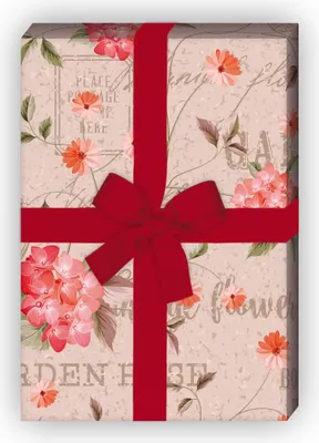 Produktbild von Botanisches Shabby Chic Geschenkpapier mit Blumen, rosa - G8144, 32 x 48cm