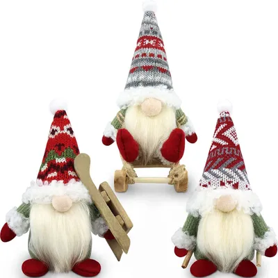 Produktbild von Gehydy Weihnachtswichtel 3er Set Deko Christmas Decorations Home Küche Rot