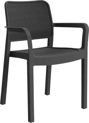 Produktbild von Keter Samanna Gartensessel Anthrazit Polypropylen, Klassisch, bis 110 kg, Stapelbar, UV-beständig, Ergonomische Rückenlehne, Pflegeleicht