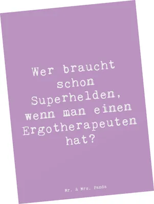 Produktbild von Mr. & Mrs. Panda Postkarte Spruch Ergotherapeut Held - Lavendeltraum - Geschenk, Fotokarte, Wertschätzung, Anerkennung, Berufspassion, Dankbarkeit, Beruf, Postkarten