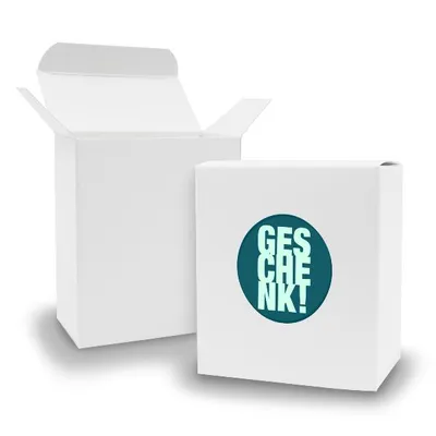 Produktbild von SET Geschenk (Motiv3) 24xFaltschachtel Quader weiß  + Sticker