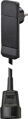 Produktbild von Strom Verlängerungskabel 1,5 m Schwarz mit SmartPlug Hebel | Schutzkontakt Verlängerung | Flachstecker mit Kinderschutz | 3G1,5 mm² | NVB 104549