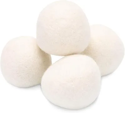 Produktbild von PolkaHome® Trocknerbälle aus Schafwolle, 4er Set – Wäschetrockner Bälle, Wäschebälle für Trockner, Naturprodukt, Reduziert