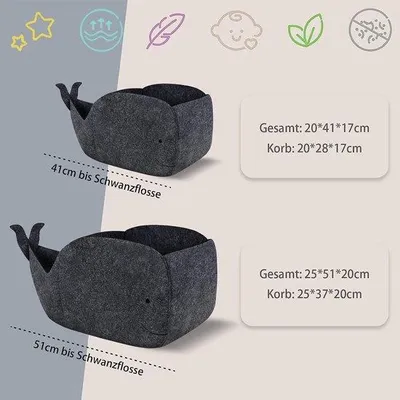 Produktbild von Famanu Aufbewahrungsbox - Faltbare Spielzeugkiste in Walform - 30 Liter - Set von 2