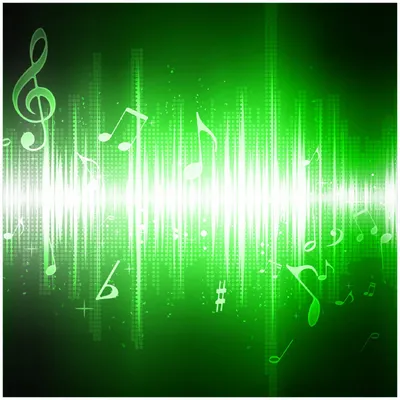 Produktbild von Wallario Premium Glasbild, freischwebende Optik, kräftige Farben, Größe 30 x 30 cm Motiv Grüne Noten der Musik