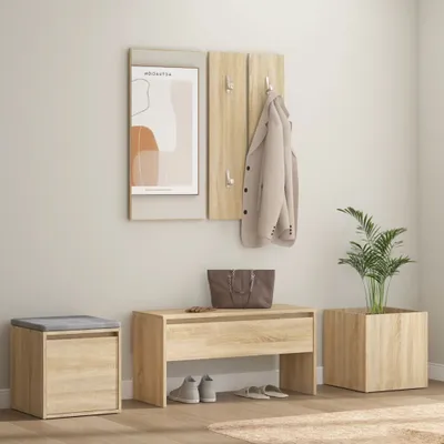 Zdjęcie produktu dla Zestaw mebli do przedpokoju The Living Store Materiał drewnopochodny dąb Sonoma