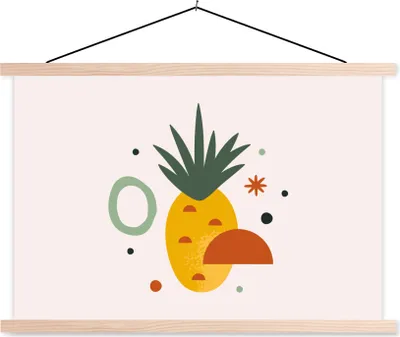 Produktbild von MuchoWow® Textilposter Ananas - Tropisch - Obst 60x40 cm mit holzfarbenen Rahmen - Bilder