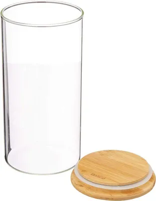 Productafbeelding van KESPER Opbergcontainer, diameter 10 cm, 800 ml, glas/bamboe, artikelnummer 38009