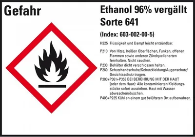 Produktbild von Dreifke® Aufkleber I GHS-Etik.Ethanol 96% vergällt Sorte 641, GefStoffV/GHS/C...