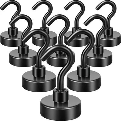 Produktbild von Magnetische Haken, 10 Stück, schwarz, Neodym-Magnete, für Metallflächen
