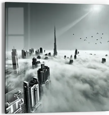Produktbild von DEQORI Glasbild Echtglas 50x50 cm 'Himmel über Dubai' Wandbild Bild modern Deko