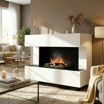 Produktbild von GLOW FIRE Elektrokamin 'Kant' | Wasserdampf Kamin mit OMC 600 inkl. Holz in schwarz | HxBxT: 120x90x50 cm