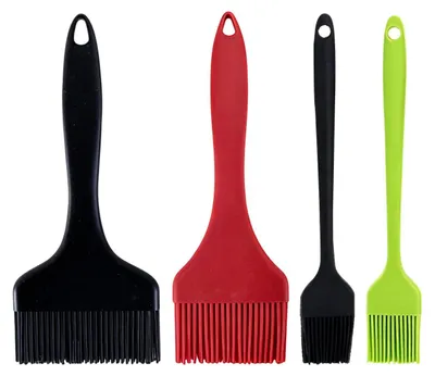 Image de Lot de 4 pinceaux à pâtisserie en silicone, 21 cm de long, pinceaux à huile/de cuisine larges, 9,1/7/3,2 cm (2 pièces) de large, pour la cuisine, les grillades et le barbecue.