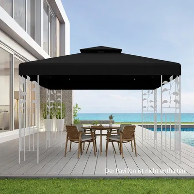 Produktbild von Pavillon Ersatzdach 3x3M Schwarz - Wetterbeständig