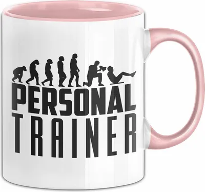 Produktbild von Personal-Trainer Tasse Geschenk Bester Personaltrainer Geschenkidee Spruch Evolution (Rosa)