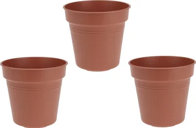 Produktbild von Blumentopf / Blumenkübel 13x14cm Kunststoff 3er Set Braun