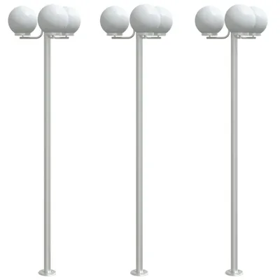 Image de Lampadaires d'extérieur 2 pcs argenté 215 cm acier inoxydable