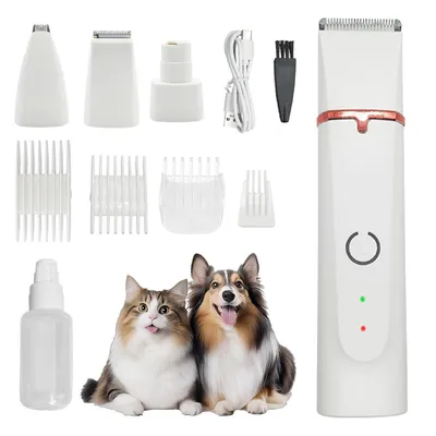 Produktbild von Hundeschermaschine, 4-in-1 Profi Tierhaarschneider, Pfotentrimmer , Hund Katze Haarschneider Ultra leise,wiederaufladbarer, für Hunde und Katzen