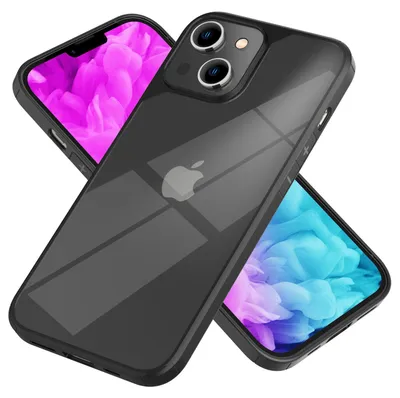Zdjęcie produktu dla Hybrydowe etui na iPhone'a 14 - przezroczysta akrylowa osłona z silikonową ramką ochronną, czarna