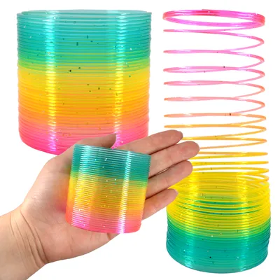 Produktbild von Regenbogenspirale Treppenläufer Glitzer 6cm Springfeder Mitgebsel Kinder