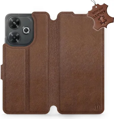 Produktbild von Echtleder Handyhülle für Xiaomi Redmi 13 4G, Mobiwear Leather, Braun