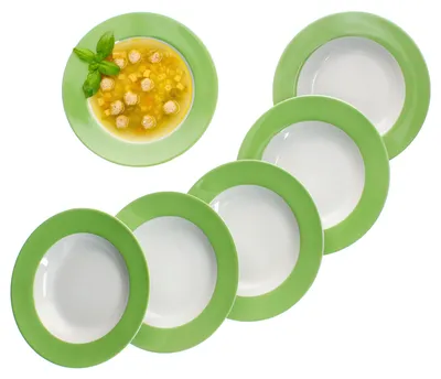 Produktbild von 6er Set Variant Grün Suppenteller bunt tiefe Teller Pasta Salat Müsli 6 Personen