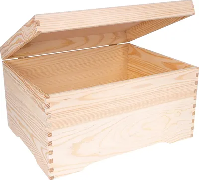 Zdjęcie produktu dla Creative Deco XXL Duże Drewniane Pudełko Skrzynka | 40 x 30.5 x 24 cm | z Pokrywą | Niemalowana Skrzynia do Dekoracji z Naturalnego Drewna
