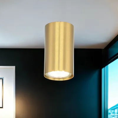 Produktbild von Kleiner Deckenspot rund Modern Echt-Messing Ø5,5cm H:9,5cm GU10 dekorativ EYE Spot Deckenlampe Flur