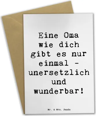 Produktbild von Mr. & Mrs. Panda valentinstagskarte Spruch Einzigartige Oma - Weiß - Geschenk, Freundschaft, Grußkarten, einladungskarten, Familie, osterkarten, handgefertigt, Bedanken
