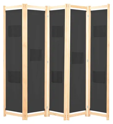 Produktbild von 5-teiliger Raumteiler, Paravants & Raumteiler, Raumtrenner Stehend, Room Divider Screen, Spanische Wand Raumteiler, Paravent, Grau 200 x 170 x 4 cm Stoff
