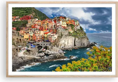 Produktbild von Gerahmtes Poster - Rahmen in heller Eiche - Italien küste felsen landschaft - 91,5x61 cm - Wand Bild - Wanddeko - Wandbilder - Wandposter - Bilderrahmen - Bilder - Kunstdruck - P2NAA91x61-2710