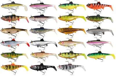 Produktbild von Fox Rage Replicant wobble - Gummifisch Swimbait, Farbe:UV Firetiger, Länge / Gewicht:14cm - 55g